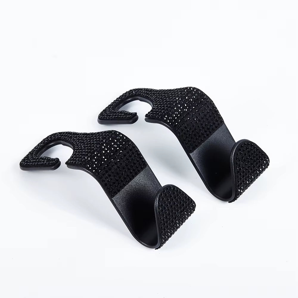2Pcs Artificial Diamond Car Hook, Car Hidden Car Storage Hook Creative Car Seat Hook Hanger Car Accessories for Women