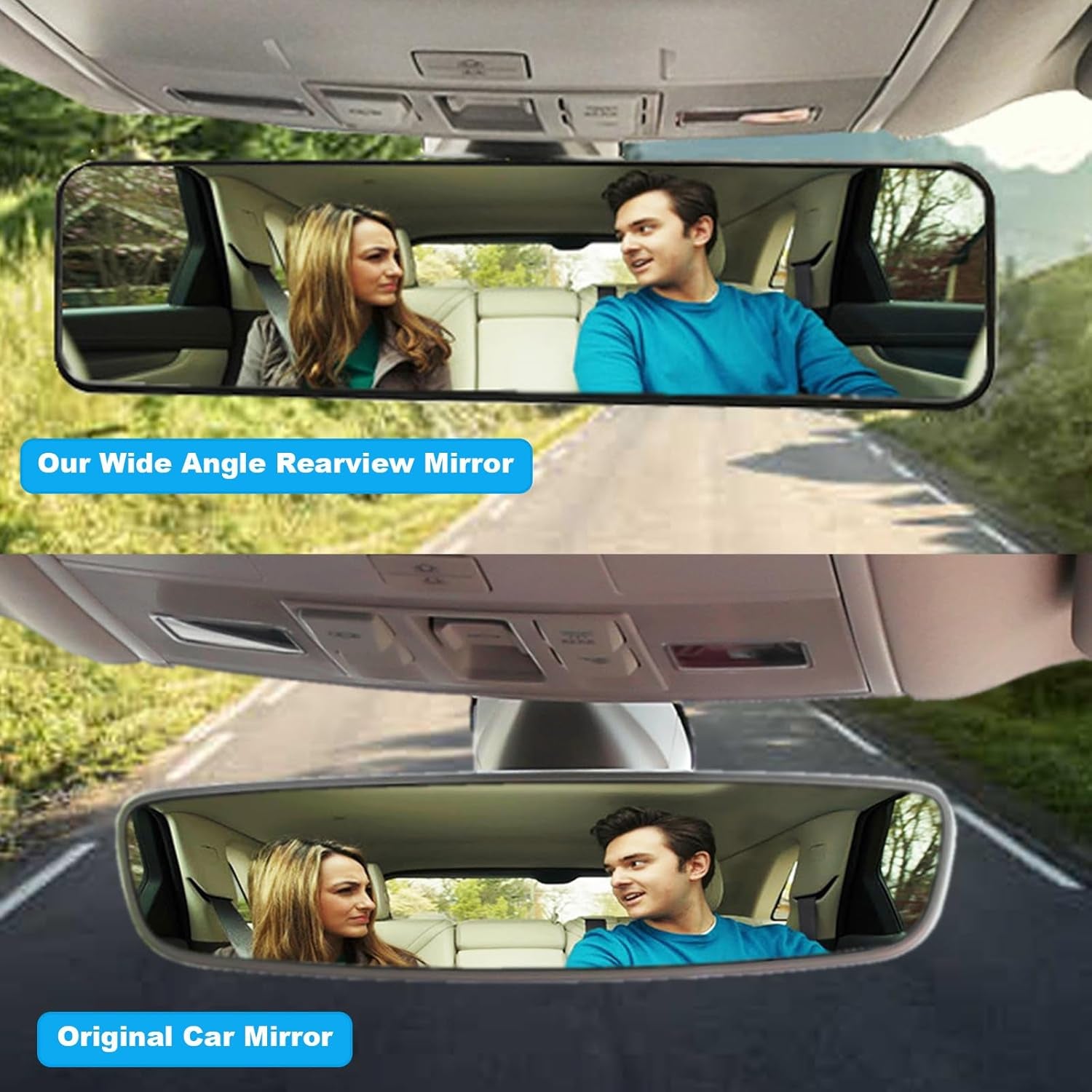 Rear View Mirror, 290Mm Convex Rearview Mirror Interior Clip on Wide Angle Rear View Mirror to Reduce Blind Spot Effectively for Cars SUV Trucks (290 X 74Mm) White