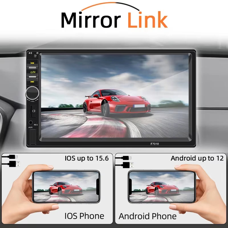 7“ Car Radio 1 Din Multimedia Player Support Carplay Android Auto HD Touch Screen FM AUX Input BT Mirror Link TF Card