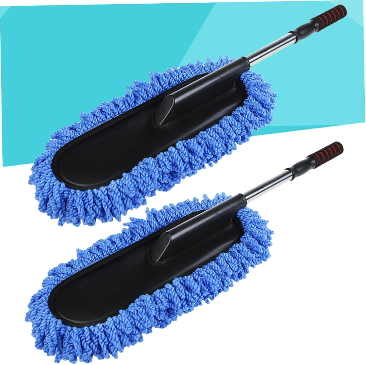2 Pcs Car Waxing Brush Set with Stainless Steel Telescopic Handle for Auto and Home Cleaning Versatile Car Dust Brush