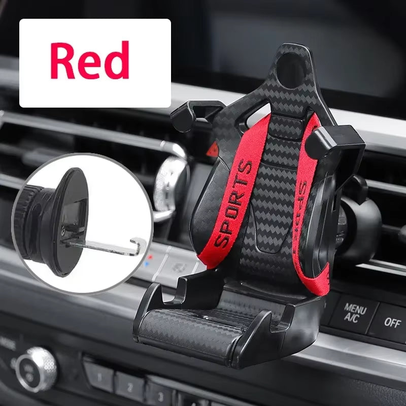 Gravity-Type Car Air Vent Phone Mount, Multifunctional Car Phone Holder, Racing Seat-Shaped Phone Holder