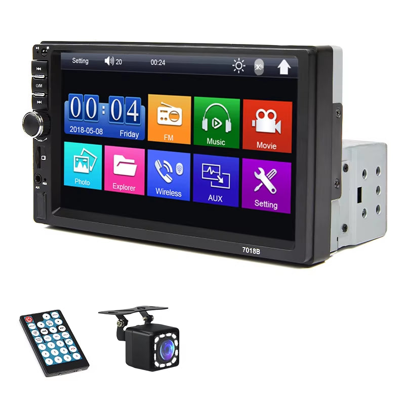 7“ Car Radio 1 Din Multimedia Player Support Carplay Android Auto HD Touch Screen FM AUX Input BT Mirror Link TF Card
