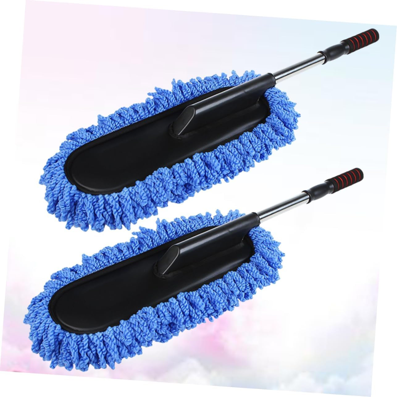 2 Pcs Car Waxing Brush Set with Stainless Steel Telescopic Handle for Auto and Home Cleaning Versatile Car Dust Brush