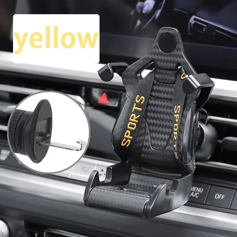 Gravity-Type Car Air Vent Phone Mount, Multifunctional Car Phone Holder, Racing Seat-Shaped Phone Holder