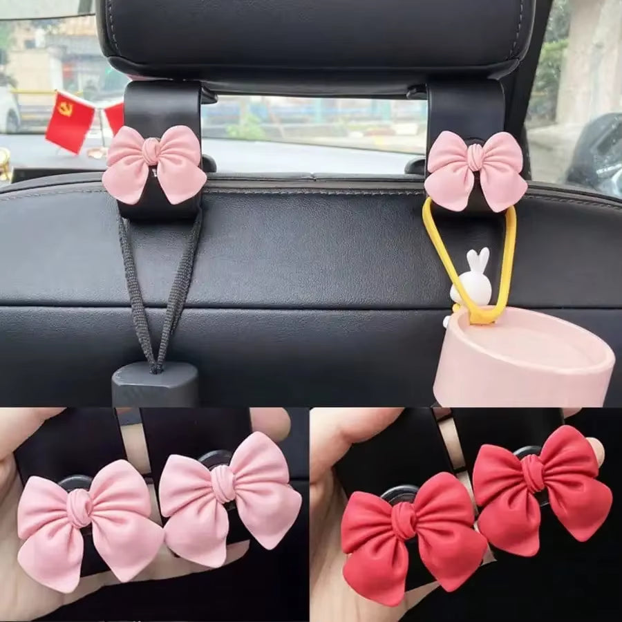 2Pcs Bow Shaped Car Rear Hook Creative Interior Car Hook Car Hook Car Hook Car Seat Back Storage