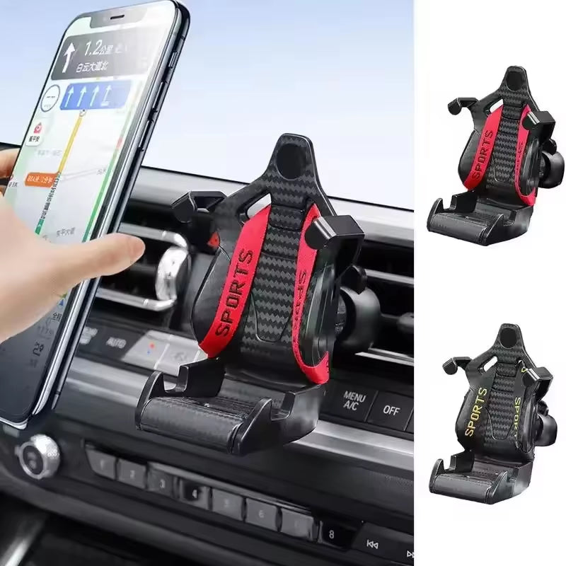 Gravity-Type Car Air Vent Phone Mount, Multifunctional Car Phone Holder, Racing Seat-Shaped Phone Holder