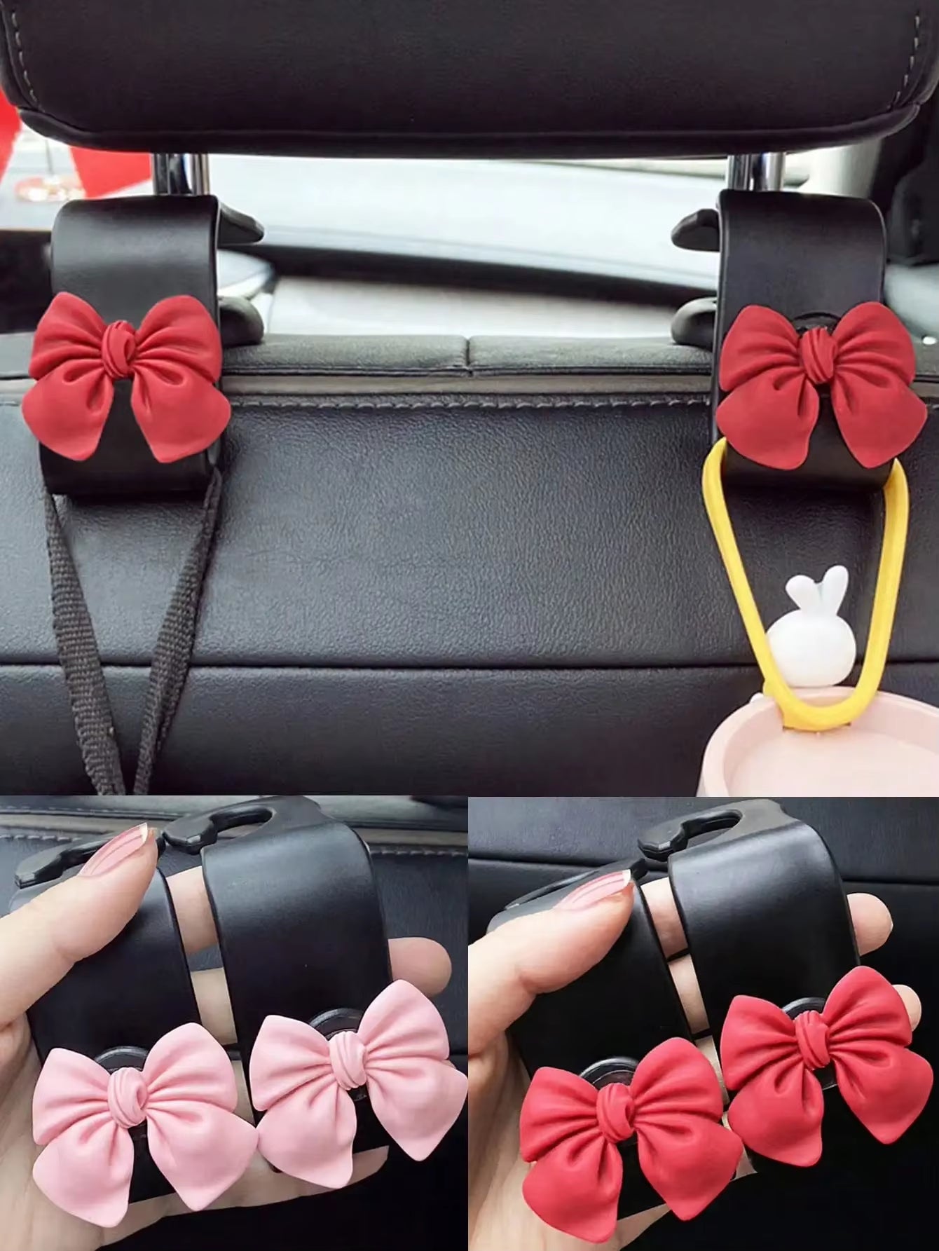 2Pcs Bow Shaped Car Rear Hook Creative Interior Car Hook Car Hook Car Hook Car Seat Back Storage