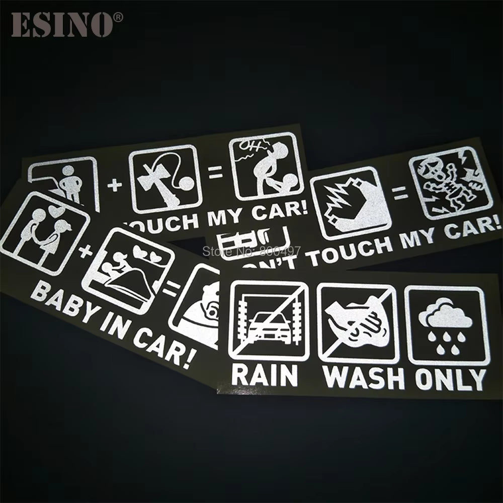 Car Styling Fashion Funny Decoration Car Accessory Don'T Touch My Car Baby in Car Creative Reflective Stickers Car Body Decal