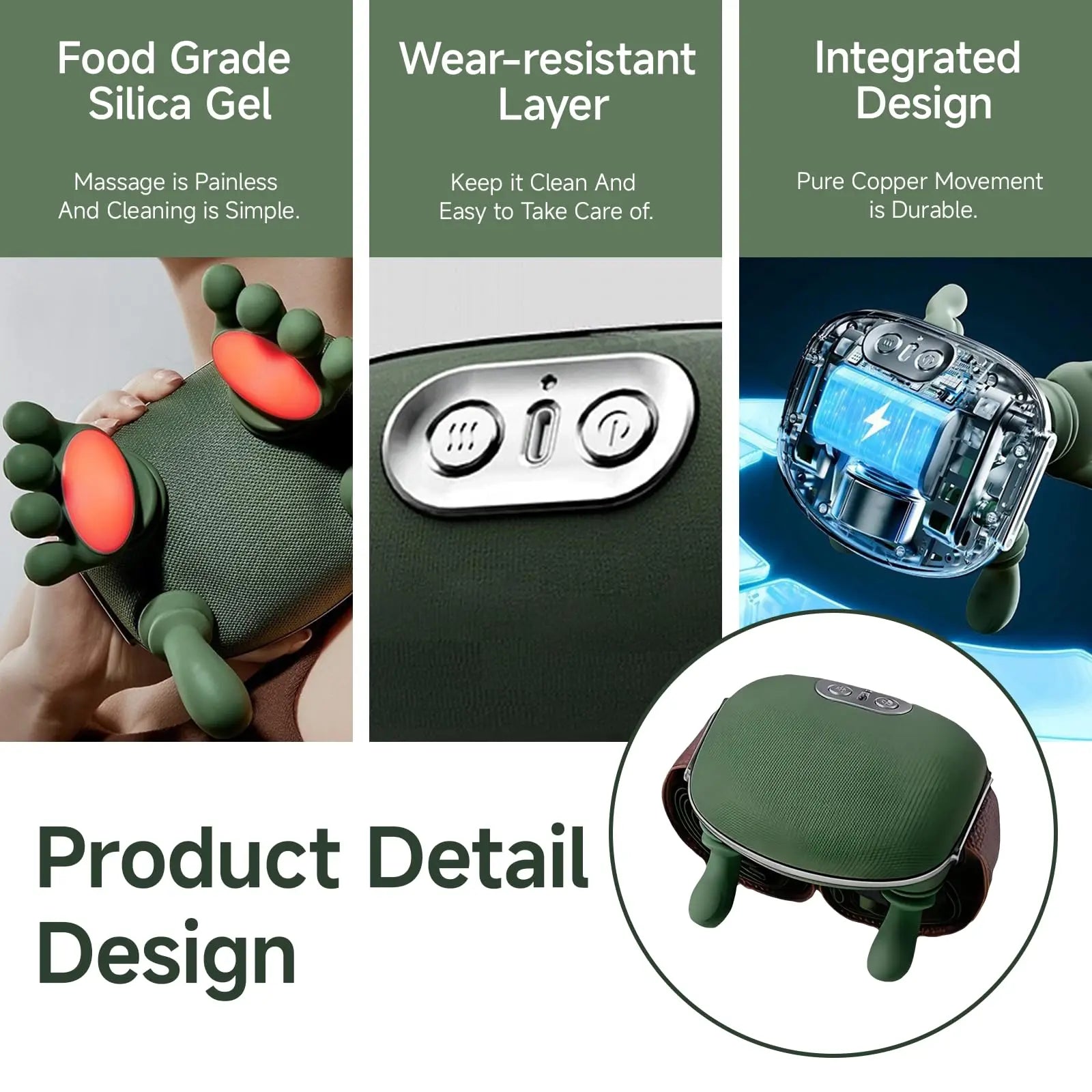 Full-Body Heated Electric Massager, Deep Neck Massager, 6D Cordless Shiatsu Massager