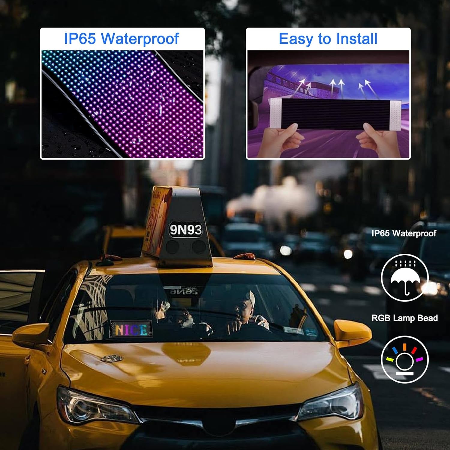 17X7 CM Car LED Sign - Bluetooth App/Remote Control Flexible Programmable Car LED Interior Lights, USB 5V Cars Custom Text Pattern Display Board Matrix Panel, Cars Gadgets Men/Bar Party/Window/Door