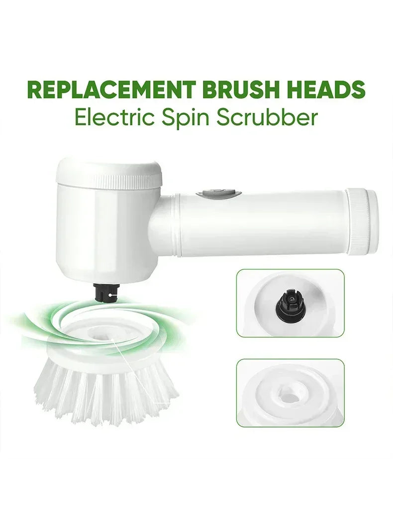 Electric Scrubber with 5 Replaceable Brush Heads
