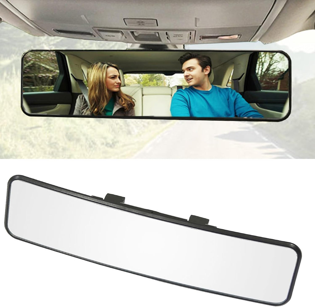 Rear View Mirror, 290Mm Convex Rearview Mirror Interior Clip on Wide Angle Rear View Mirror to Reduce Blind Spot Effectively for Cars SUV Trucks (290 X 74Mm) White
