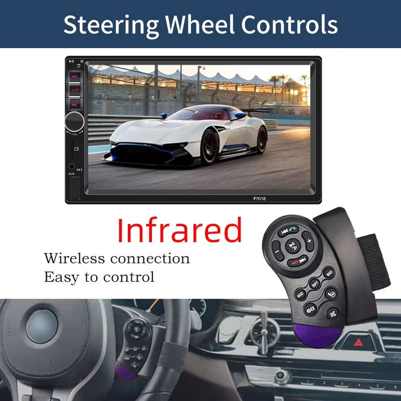 7“ Car Radio 1 Din Multimedia Player Support Carplay Android Auto HD Touch Screen FM AUX Input BT Mirror Link TF Card