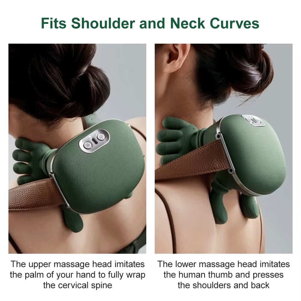 Neck Massager Finger Pressure Shiatsu Neck Back and Shoulder Massager Electric Kneading Neck Deep Massage Muscle Relax