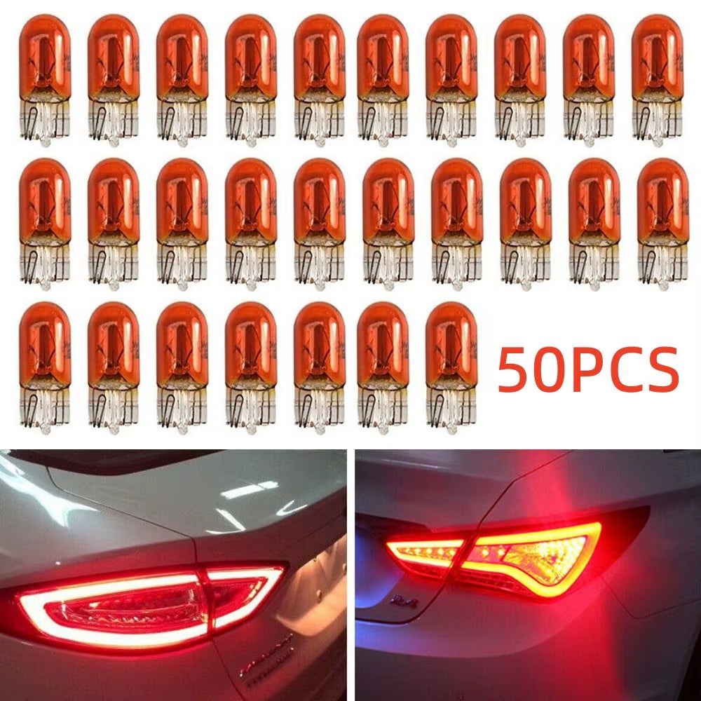 50Pcs Side Indicator Capless Lamp LED 501 T10 W5W Amber Orange Car Light Bulbs Car LED Lights