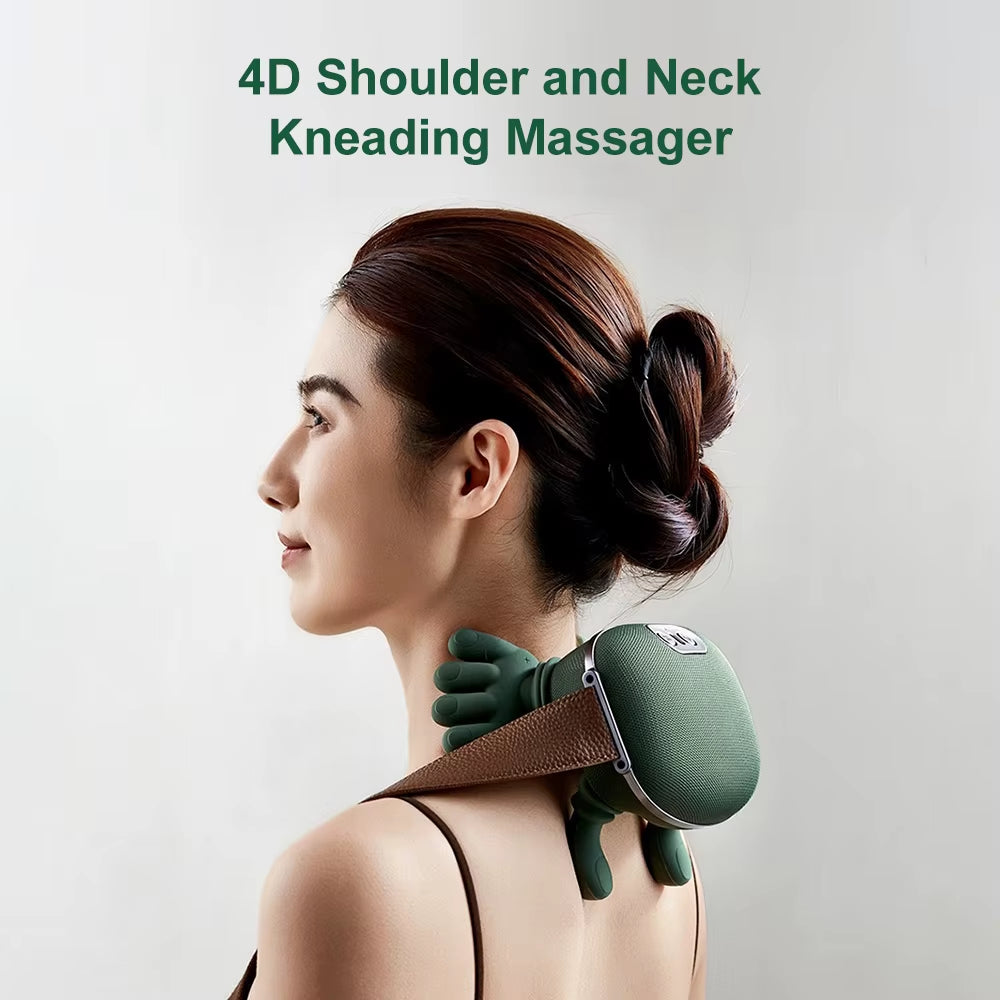 Neck Massager Finger Pressure Shiatsu Neck Back and Shoulder Massager Electric Kneading Neck Deep Massage Muscle Relax