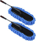 2 Pcs Car Waxing Brush Set with Stainless Steel Telescopic Handle for Auto and Home Cleaning Versatile Car Dust Brush