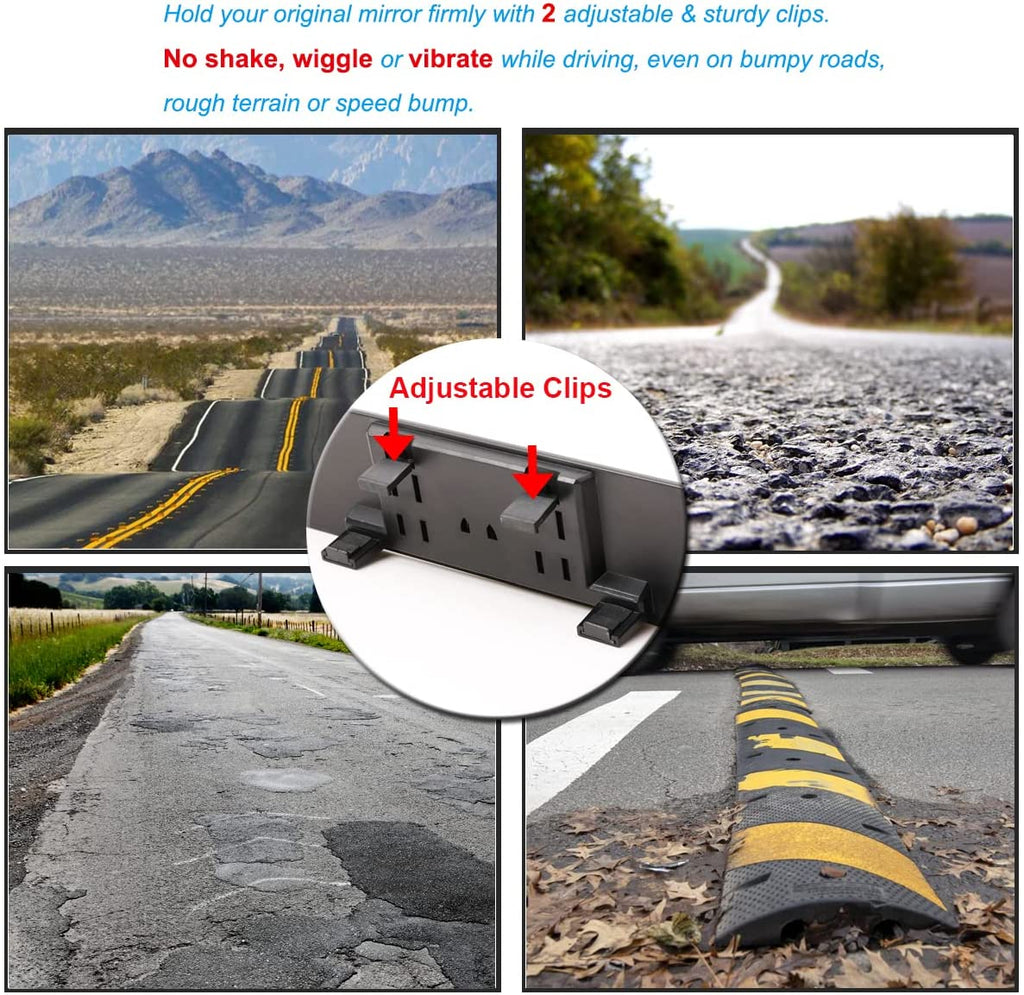 Rear View Mirror, 290Mm Convex Rearview Mirror Interior Clip on Wide Angle Rear View Mirror to Reduce Blind Spot Effectively for Cars SUV Trucks (290 X 74Mm) White