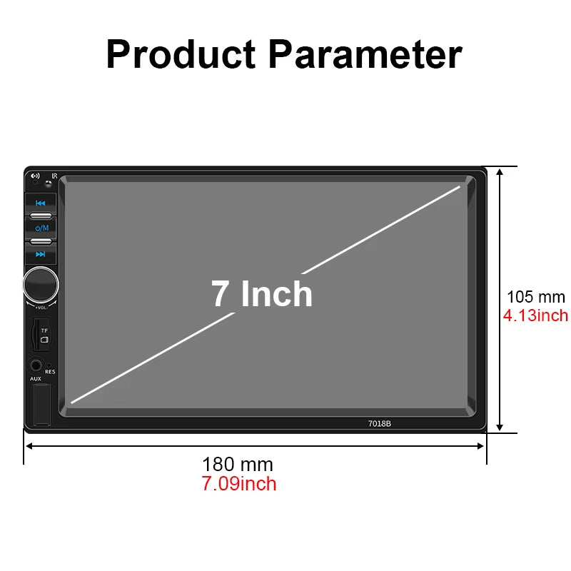 7“ Car Radio 1 Din Multimedia Player Support Carplay Android Auto HD Touch Screen FM AUX Input BT Mirror Link TF Card