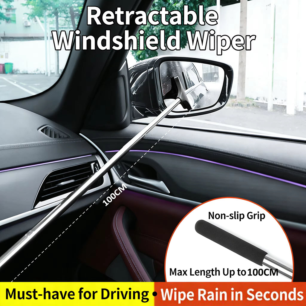 Car Rearview Mirror Wiper Cleaning Tool Mist Cleaner Scraper Accessories Handle Telescopic Window Cleaning Brush with Telescopic