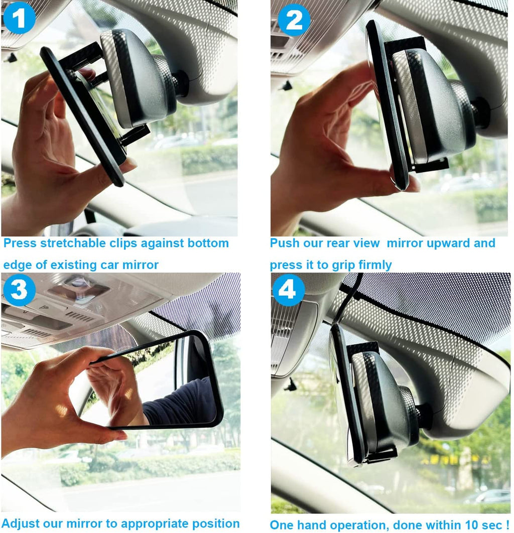 Rear View Mirror, 290Mm Convex Rearview Mirror Interior Clip on Wide Angle Rear View Mirror to Reduce Blind Spot Effectively for Cars SUV Trucks (290 X 74Mm) White