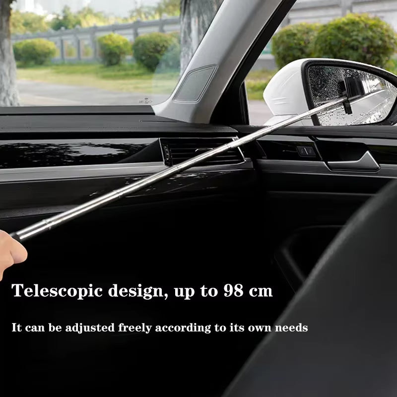 Car Rearview Mirror Wiper Cleaning Tool Mist Cleaner Scraper Accessories Handle Telescopic Window Cleaning Brush with Telescopic